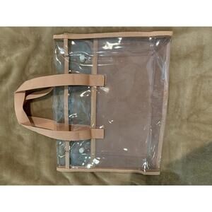 Clear Tote Bag with Pink Trim and Mesh Pocket New in Package